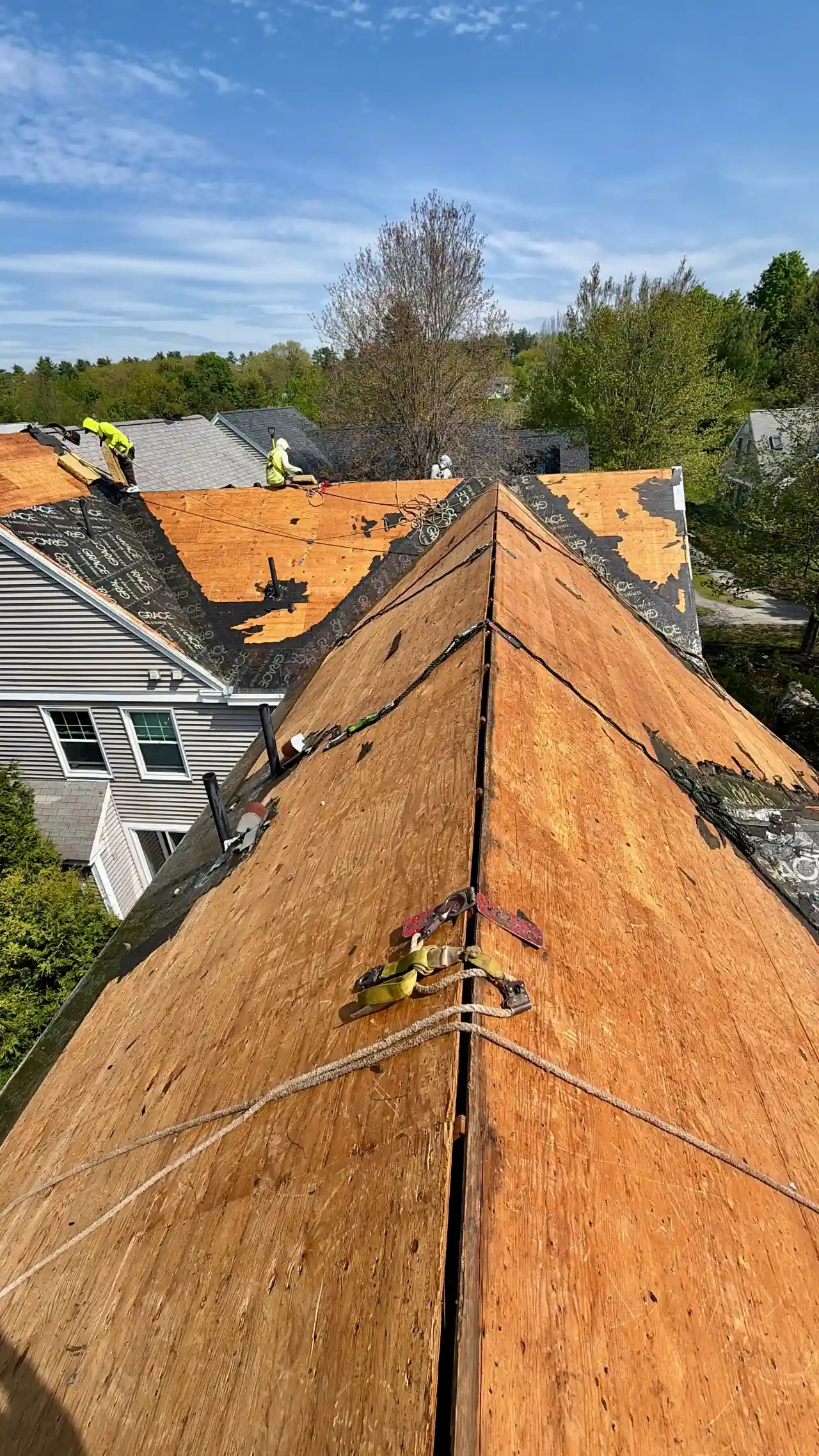 Water stain from a roof leak on a home ceiling